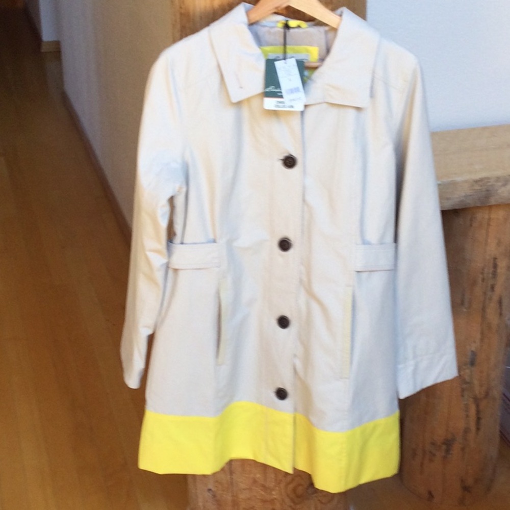 NWT Eddie Bauer Christine Collection Women's Beige and Yellow Trench Coat